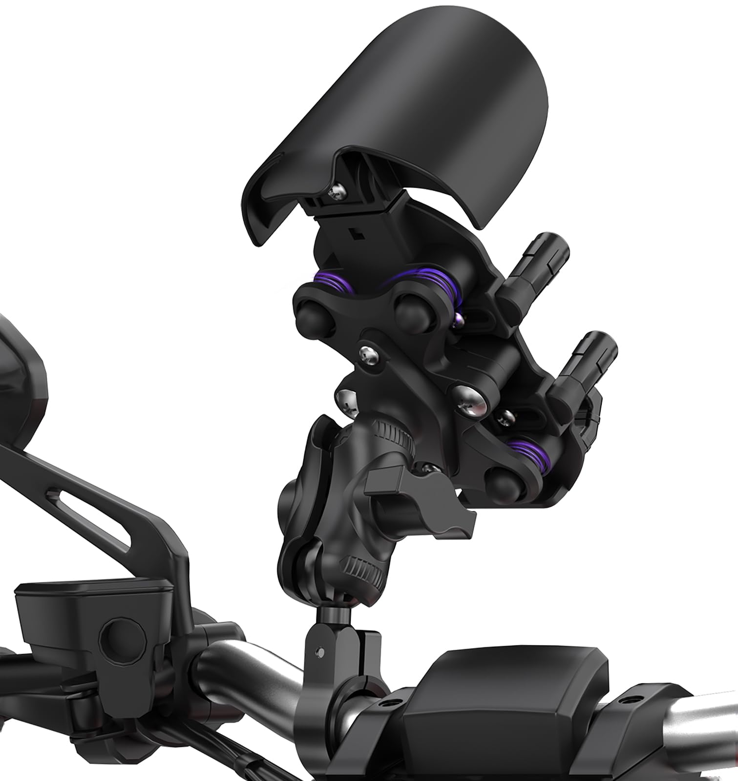 iMESTOU Anti-Vibration Motorcycle Phone Mount, Shock Damping Bike Cellphone Holder with 1" Ball Mount Base 720° Rotatable Fits for 12-32mm Handlebars, Widely Compatible with 5.4"-7.0" Smartphones