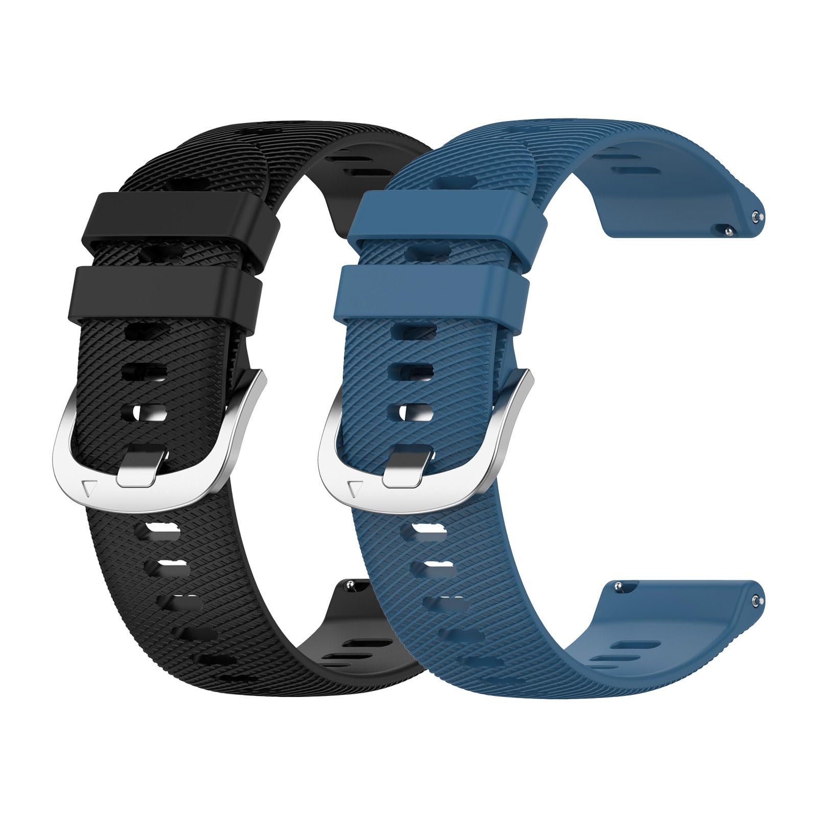 Garmcool 2 Pack 22mm Straps Compatible with Garmin Forerunner 255/Vivoactive 4/ Venu 3 Strap Black, Sea Blue Women Men, Silicone Classic Replacement Watchbands (Strap Only)