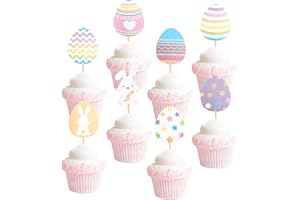 GIGA GUD Easter Cupcake topper Bunny Cupcake Toppers Easter Egg Cupcake Topper Rabbit Easter Party Cake Topper Decorations (30pcs)