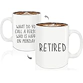 MQPPKJ Retirement Gift for Woman Men,12oz Coffee and Tea Mug, 2025 Retired Gifts for Friends, Coworker, Nurse, Boss, Teacher, Funny Going Away Ceramic Mug, Dishwasher & Microwave Safe (White-Retired)