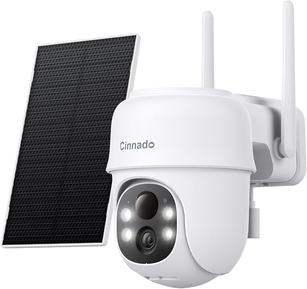 Cinnado Solar Security Camera Outdoor Wireless 2K PIR Color Night Vision