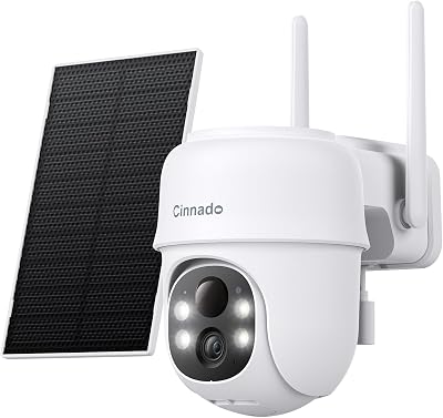 Cinnado Solar Security Camera Outdoor Wireless 2K PIR Color Night Vision
