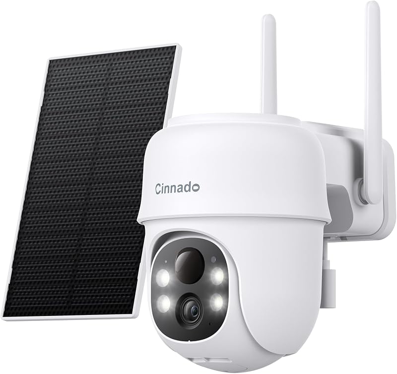 Cinnado Solar Security Camera Outdoor Wireless 2K PIR Color Night Vision