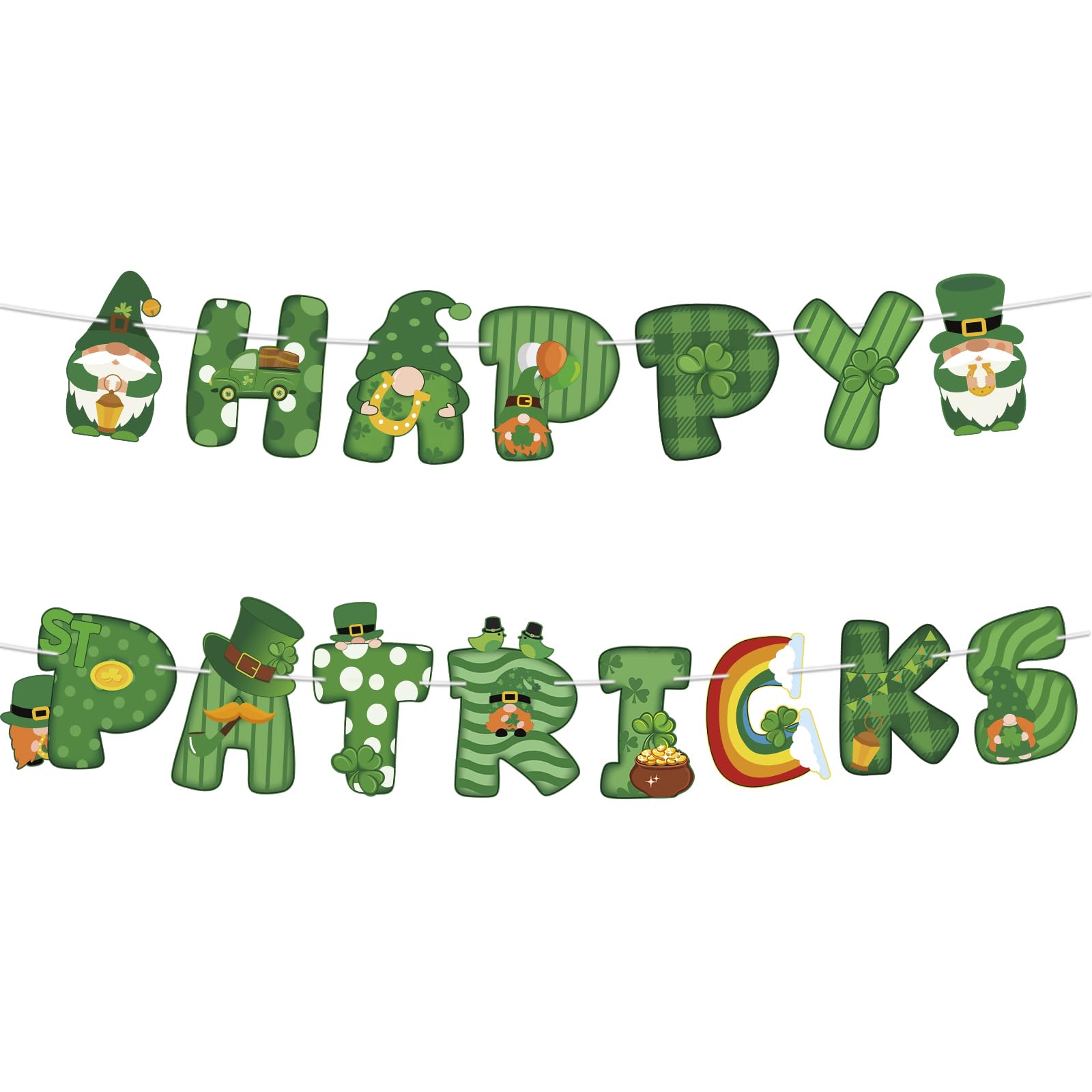 Hooqict Happy St. Patrick's Day Banner Shamrock Party Banner Garland Sign St Patricks Day Decorations for Happy Saint Patricks Green Birthday Decorations Party Supplies