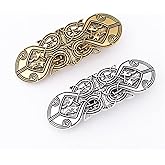 JKJF 2 Pcs Celtic Knot Barrette Vintage Hair Barrettes Medieval Hairpin Metal French Hair Clips Engraved Headwear Hair Pins for Women Girls - Gold Silver Style 6