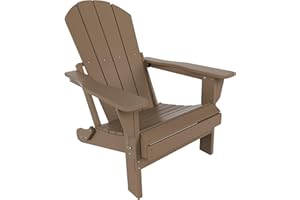 WO WESTIN OUTDOOR WO Home Furniture Adirondack Chair Lounger Outdoor Folding for Fire Pit, Beach, Balcony, Backyard, Lawn, Patio, Pool, Deck, Garden (Weathered Wood)