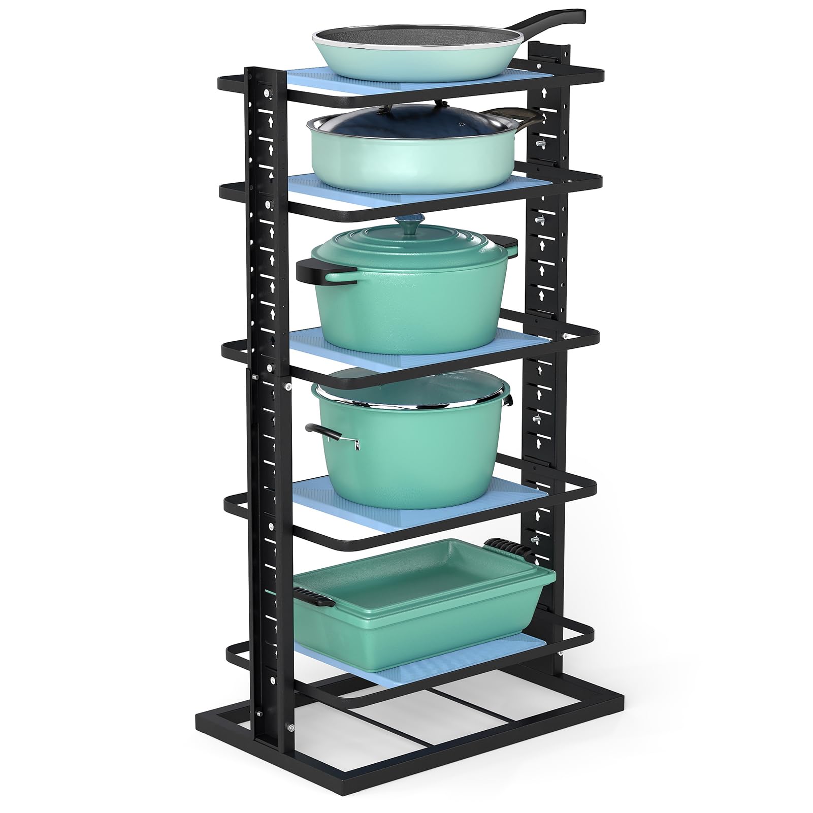 Photo 1 of ORDORA Pots and Pans Organizer under Cabinet, 6-Tier Heavy Duty Pan Pot Organizers for Kitchen Adjustable 13.78 to 23.43", Pots Rack inside Storage Holds 12 Qt Stock Pot