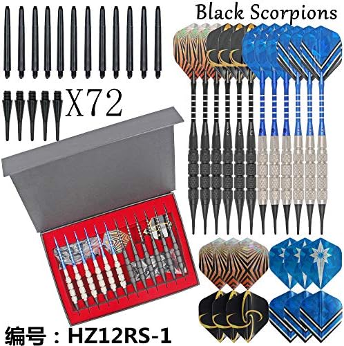 HDXLI Darts Set, Soft Needle Electronic Darts 12 Pcs Soft Darts Electronic Target Tip Safe Dart And 72 Pcs Dart Tip In Box For Indoor Game Activity (4 Set)