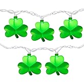 Shamrock String Lights, 8.5Ft St Patrick's Day Decorations String Lights with 10 Green Clover Lights, Connectable Shamrock Indoor Fairy Lights for St Patrick's Day Party Irish Holiday Garden Decor