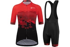 GCRFL Women's Cycling Jersey Set Short Sleeves Bike Jersey Zipper Pocket Bicycle Shorts with 4D Padded, Cycling Clothes Women