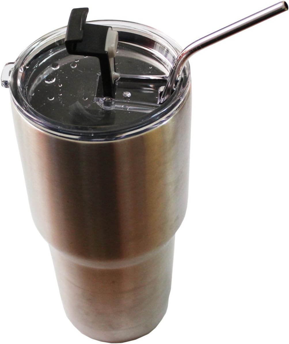 3pcs 30 oz Tumbler Replacement Lid, Spill Proof and Splash Resistant Lid & 4 Stainless Steel Drinking Straws for Fits Yeti rambler, Ozark, Cleaning Brush Included (30 oz): Kitchen & Dining