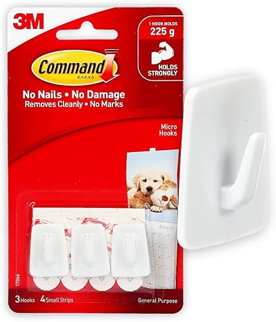 Command Micro Hooks White 17066 Small Adhesive Wall Hangers