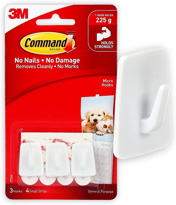 Command Micro Hooks White 17066 Small Adhesive Wall Hangers