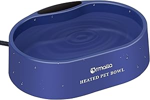 Ormalla Heated Dog Bowl, 3.7L/125oz Large Capacity Heated Water Bowl for Dogs, Cats, Chickens and Squirrels, Outdoor Heated P