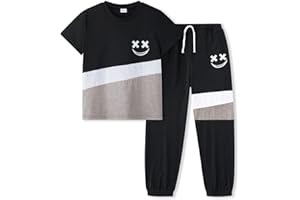 Vitalique Size 5-13 Years Boys Summer/Spring Outfits Set Short Sleeve T-Shirt & Pants Kids Boys Fall Fashion Clothes Sets