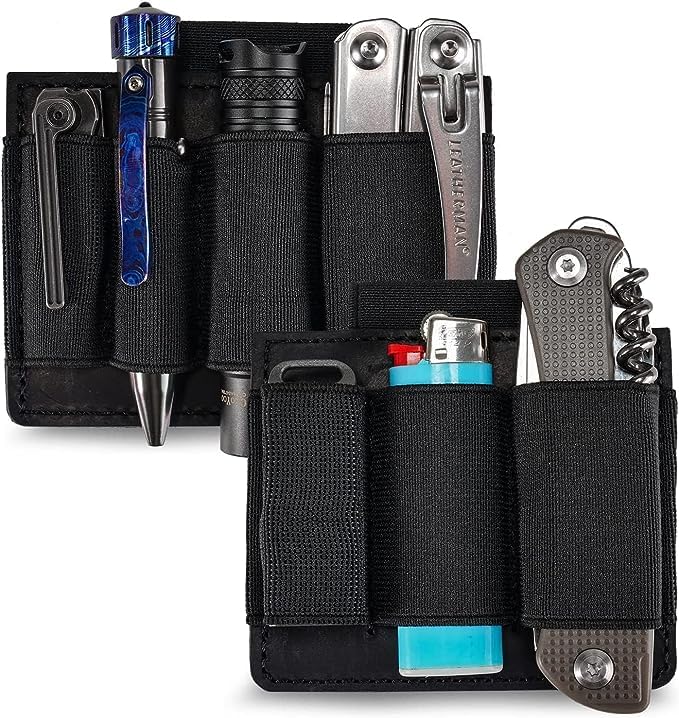 VIPERADE PL7 Elastic EDC Organiser Small Hook and Loop Organiser Insert with Elastic Pockets, EDC Insert Pouch Panel Hook, Elastic EDC Pouch Multitools Organiser Holster, Organiser Insert Panel -M+L