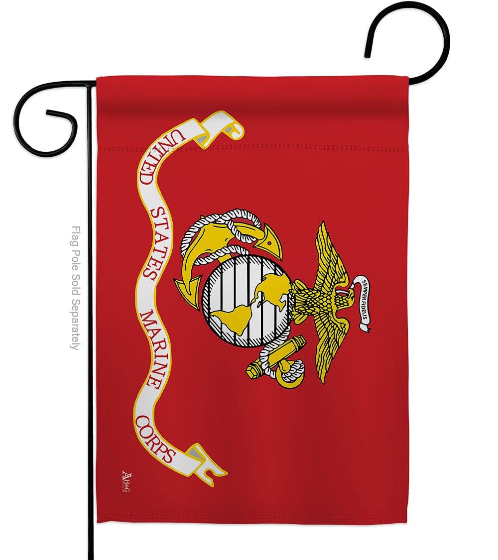 Marine Corps Garden Flag - Armed Forces USMC Semper Fi United State American Military Veteran Retire Official - House Decoration Banner Small Yard Gift Double-Sided Made In USA 13 X 18.5