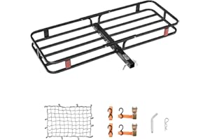 53" x 19" x 5", Hitch Cargo Carrier, 500 lbs Capacity Hitch Cargo Carrier with Hitch Stabilizer & Ratchet Straps, Hitch Mount