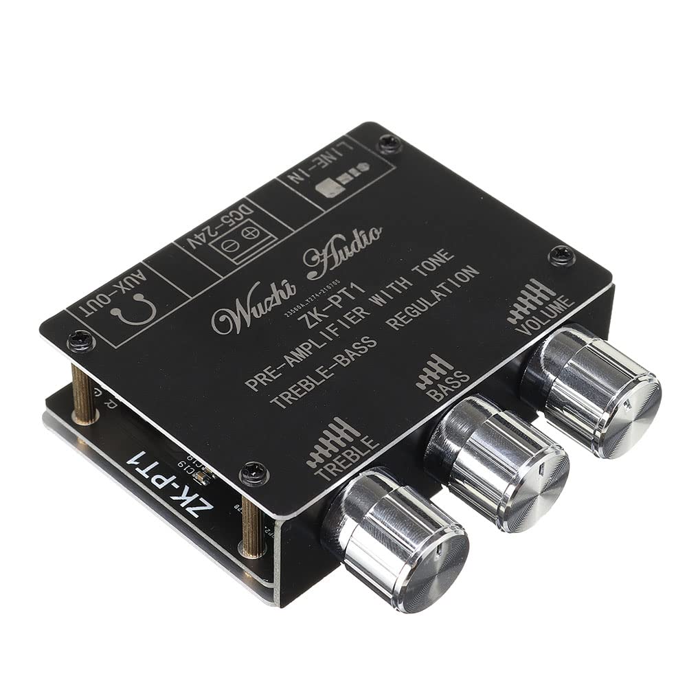 WANGCL Bluetooth 5.0 Audio Receiver Decoder Stereo Tone Board ZK-PT1 Volume Controller Treble Bass Tonal preamp Amp Knob For Amplifier