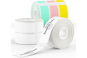KNAON Label Maker Tape for Y12, Sicker Print Paper 6 Packs, 14x40mm (0.55"x1.57"), Standard Thermal Label Tape for Home, Kitchen, Office & Organization, 6 Rolls
