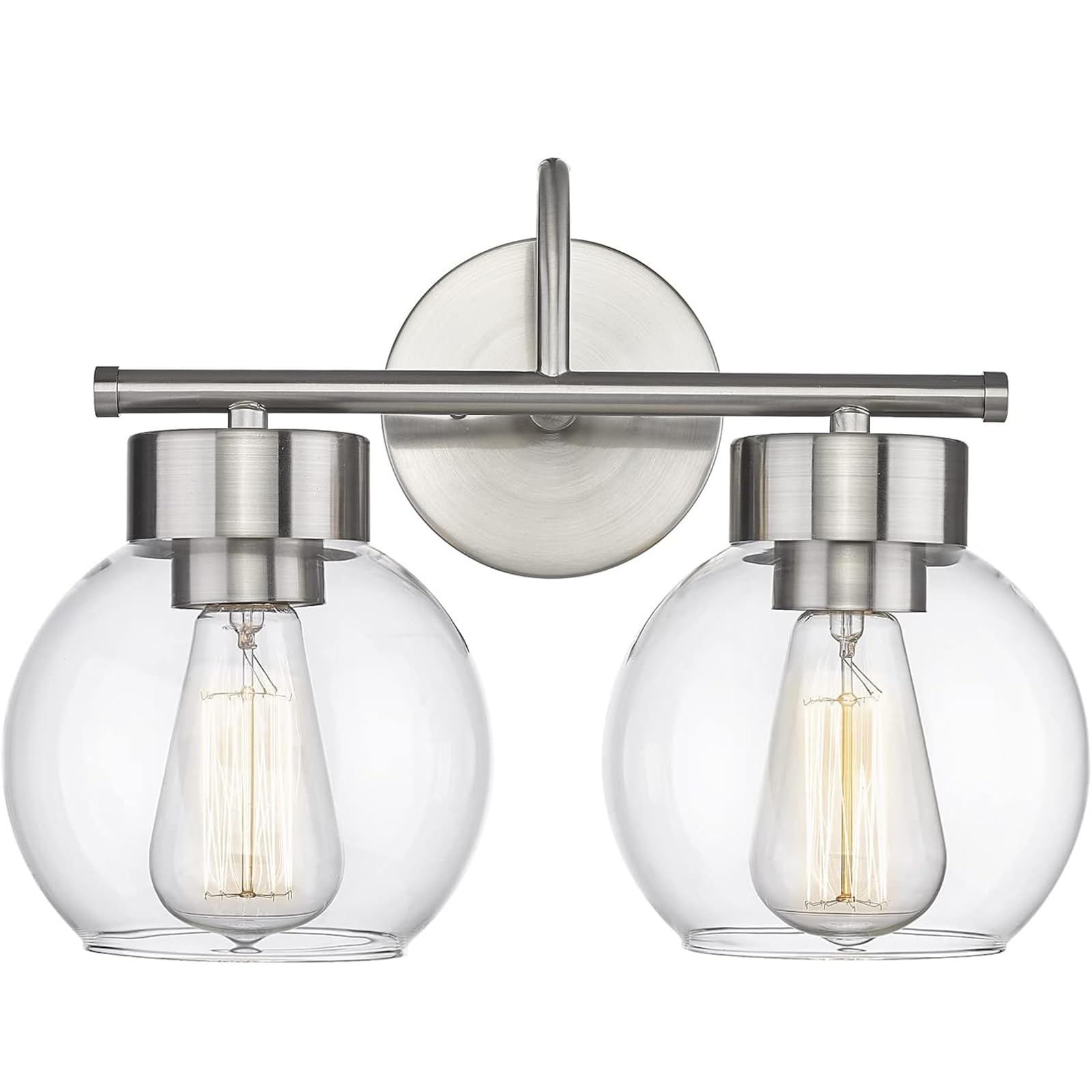 Photo 1 of EAPUDUN 2-Light Bathroom Light Fixtures Over Mirror, Brushed Nickel Vanity Lights for Bathroom Modern Wall Sconces Vanity Light Porch Lamp Bathroom Lighting Vanity Lighting Fixtures