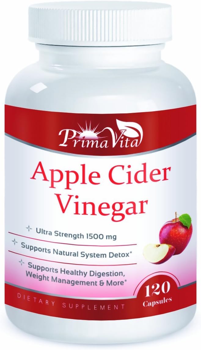 Apple Cider Vinegar 1500 mg, Organic Extra Strength- 60 Day Supply, All Natural Weight Loss, Healthy Blood Sugar, Detox & Digestion Support- Raw & Pure, 120 Premium Vegan-Non-GMO Cider Capsules