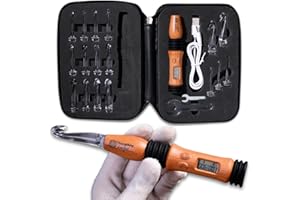 Everything Crochet Vintage Counting Crochet Hook Set with Light & Counter - Ergonomic for Arthritic Hands - Light up, Digital Stitch & Row Counter - 17 Size Interchangeable Hooks Kit - Cool Gift