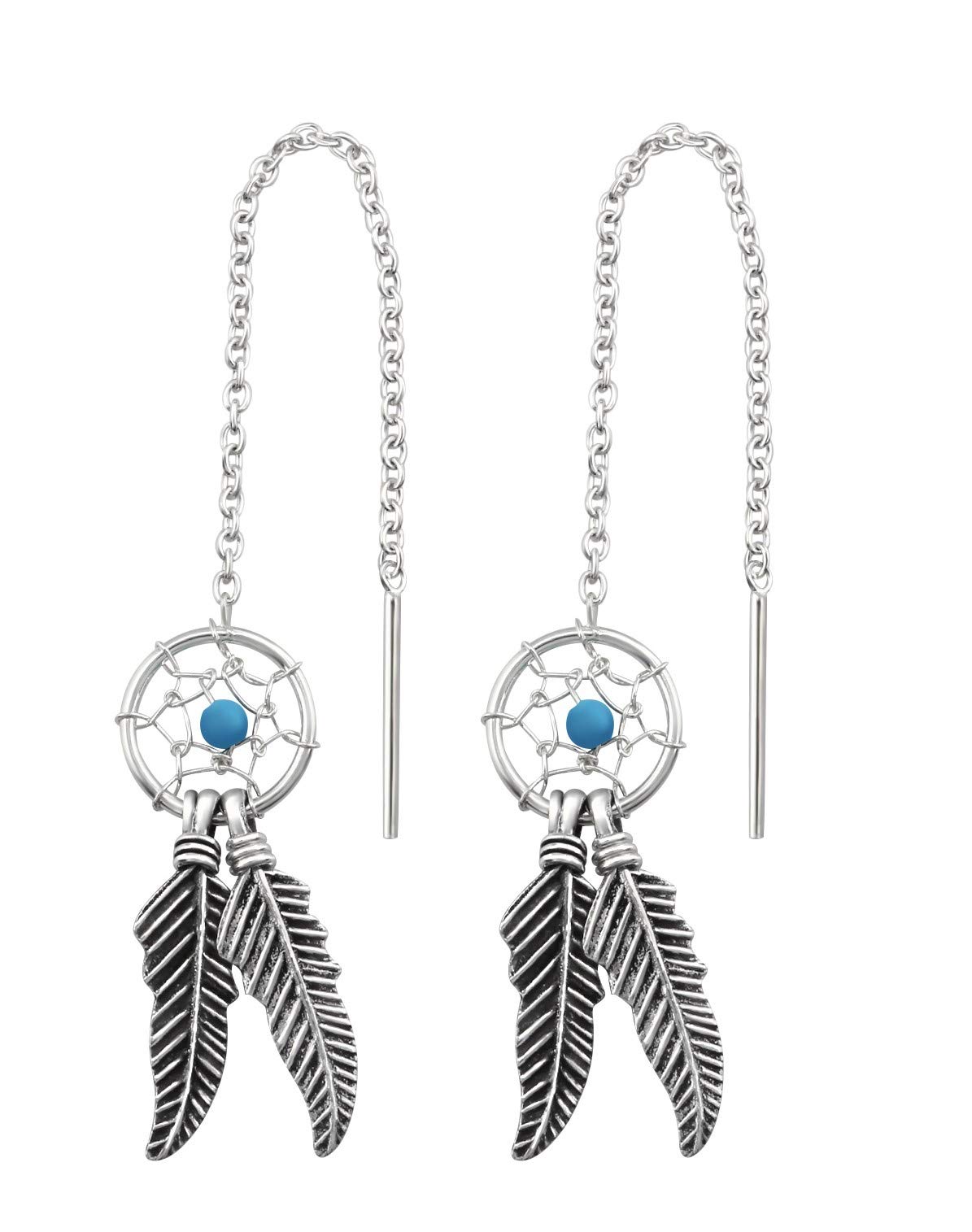 925 Sterling Silver Women 925 Sterling Silver Dreamcatcher Threader Stud Earrings for Women & Girls – Everyday Jewellery Gift Boxed