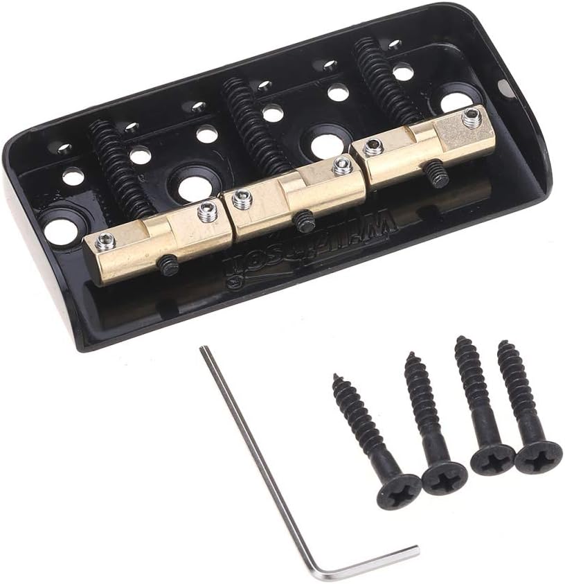 Wilkinson WTBS Short Telecaster Bridge Brass Compensated 3-Saddles for Humbucker Tele Style or Vintage Electric Guitar, Black