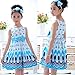 Weixinbuy Kids Girls Chiffon Sleeveless Bow Belt Peacock Party Dress Blue 6-7Y
