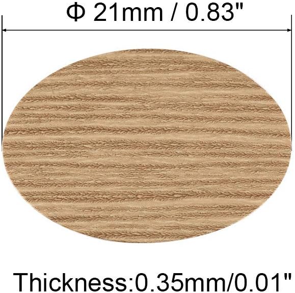 sourcing map Screw Hole Covers Stickers Textured Plastic Self Adhesive Stickers for Wood Furniture Cabinet Shelve Plate 21mm Dia 54pcs in 1Sheet Maple - Image 4