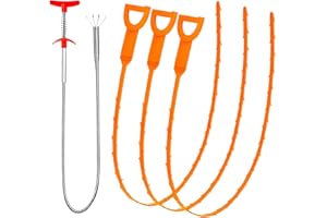 FORLIVER Drain Clog Remover, 25inch Drain Snake Hair Remover(3pcs), Hair Catcher Drain Auger Cleaner Tool Set For Toilet, Kitchen Sink, Bathroom Tub, Sewer
