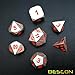 Bescon 7pcs Set Solid Metal Polyhedral D&D Dice Set Matt Silver with Orange Numbers, Metal RPG Role Playing Game Dice Set