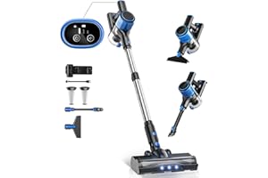 SUXIANGVAC Cordless Vacuum Cleaner, 28Kpa 8 in 1 Lightweight Stick Vacuum with Sofa Brush, 300W Motor, Anti-Tangle Vacuum, 40mins Runtime Rechargeable Vacuums for Home, Hardwood Floor, Carpet, Pet Hair, Blue
