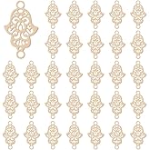 DICOSMETIC 60Pcs Brass Hamsa Hand Charms Light Gold Hand Connector Charms Hand Connector Charms Jewish Hand Charms 2-Hole Connector Charms for Jewelry Making, Hole: 1.6mm