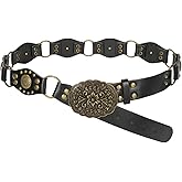 SUOSDEY Western Leather Belts for Women Vintage Cowgirl Rivets Belt for Jeans Dress