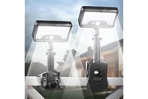 SUNLIGHT ENCOUNTER Clip On Solar Lights Outdoor with Motion Sensor, 360°Rotatable & Vertically Adjustable Solar Fence Lights with 92 LEDs (600 LM, 6000 K),IP65 waterproof Security light for deck, Gutter, Camping(2 Pack)