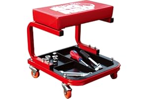 Torin Big RED TR6300-3 250lbs Red Rolling Automotive Creeper Garage/Shop Seat: Padded Mechanic Stool with Tool Large Tray Suitable for garages, Repair Shops