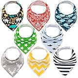 Baby Bandana Drool Bibs for Boys and Girls, Soft, Highly Absorbent, Comfortable, Hypoallergenic, 100% Organic Cotton for Drooling and Teething, Baby Shower Unisex 8-Pack Gift Set by Klim and Leo