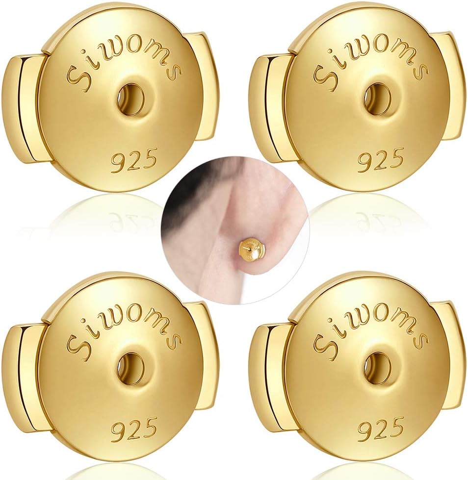2 Pairs Silver Earring-Back Hypoallergenic Secure Locking ...