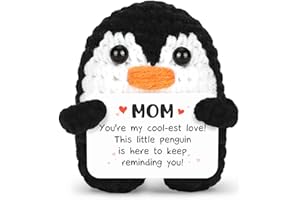 Tiny Detalles Mini Positive Crochet Penguin for Mothers Day, Christmas, Birthday Gifts, Small Gifts for Women, Mom, Nana, Grandma, Appreciation Gift for Mom from Daughters Son