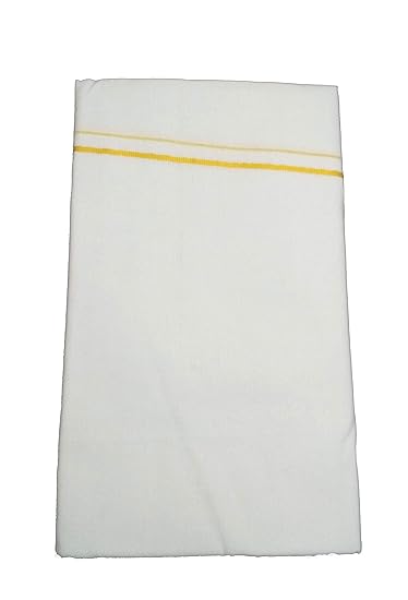 White Rich Cotton, Fine Quality Cotton Lungi. Soft Cotton Material, Narrow Border. Length 2.20 MTS.