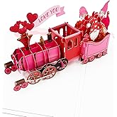 Caughttui 3D Pop Up Valentines Train Card, 3D valentine's day Gift Cards, Valentines Day Gifts