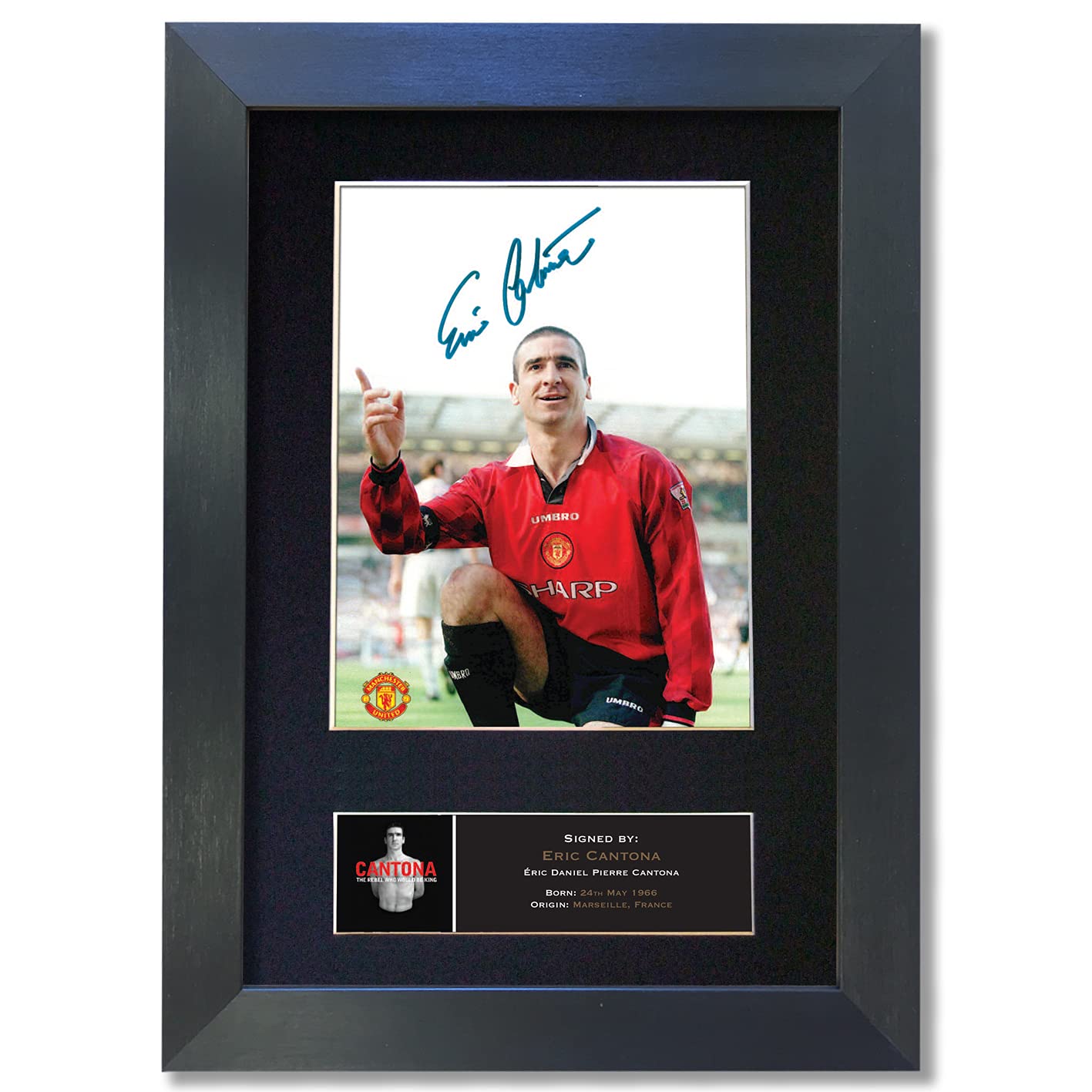 Xugend ERIC CANTONA Autograph Man Utd Signed Reproduction Mounted Photo Print A4#488