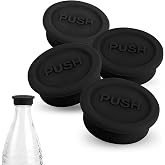 4pcs Black Soda Bottle Lid Sealing Cap Cover for Sodastream Glass Bottle | Silicone, Drink Bottle, Reusable Soda Water Bottle Cap Replacement Parts