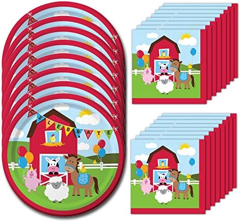 Farmhouse Fun Lunch Napkins & Plates Party Kit for 8