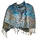 SILVERFEVER Silver Fever Pashmina - Jacquard Paisley Shawl - Stylish Scarf - Double Sided Wrap (Turquoise)