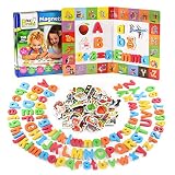 Magnetic Letters and Numbers + Matching A-Z Objects / ABC Magnets, Numbers and Board + E-Book with 35 Learning & Spelling Games Included | Alphabet Magnets and Numbers for Toddlers