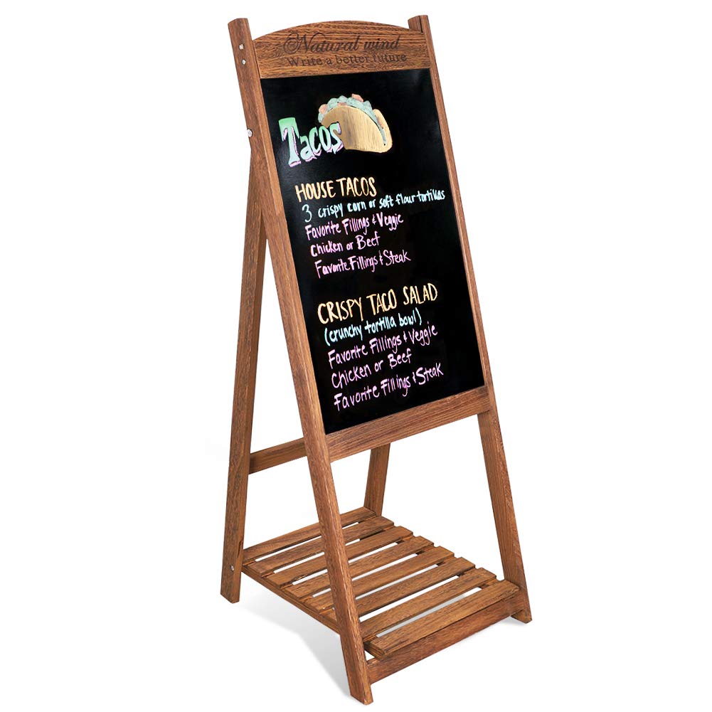 Wooden Message Writing Board 38" x 16" Magnetic A-Frame Chalkboard Sign for Wedding,Party, Restauran