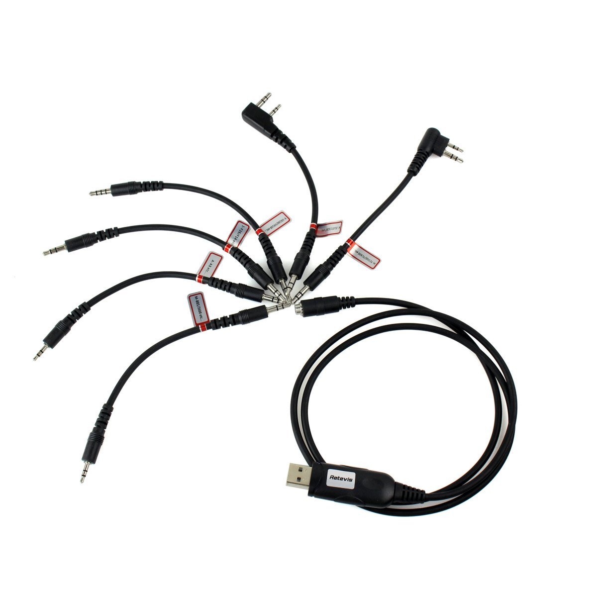 Retevis 6 in 1 USB Programming Cable, Compatible with Walkie Talkie RT24 RT622 RT27 Motorola CP040 CP125 Baofeng BF-888S UV-5R KENWOOD ICOM YAESU (1 Pcs)